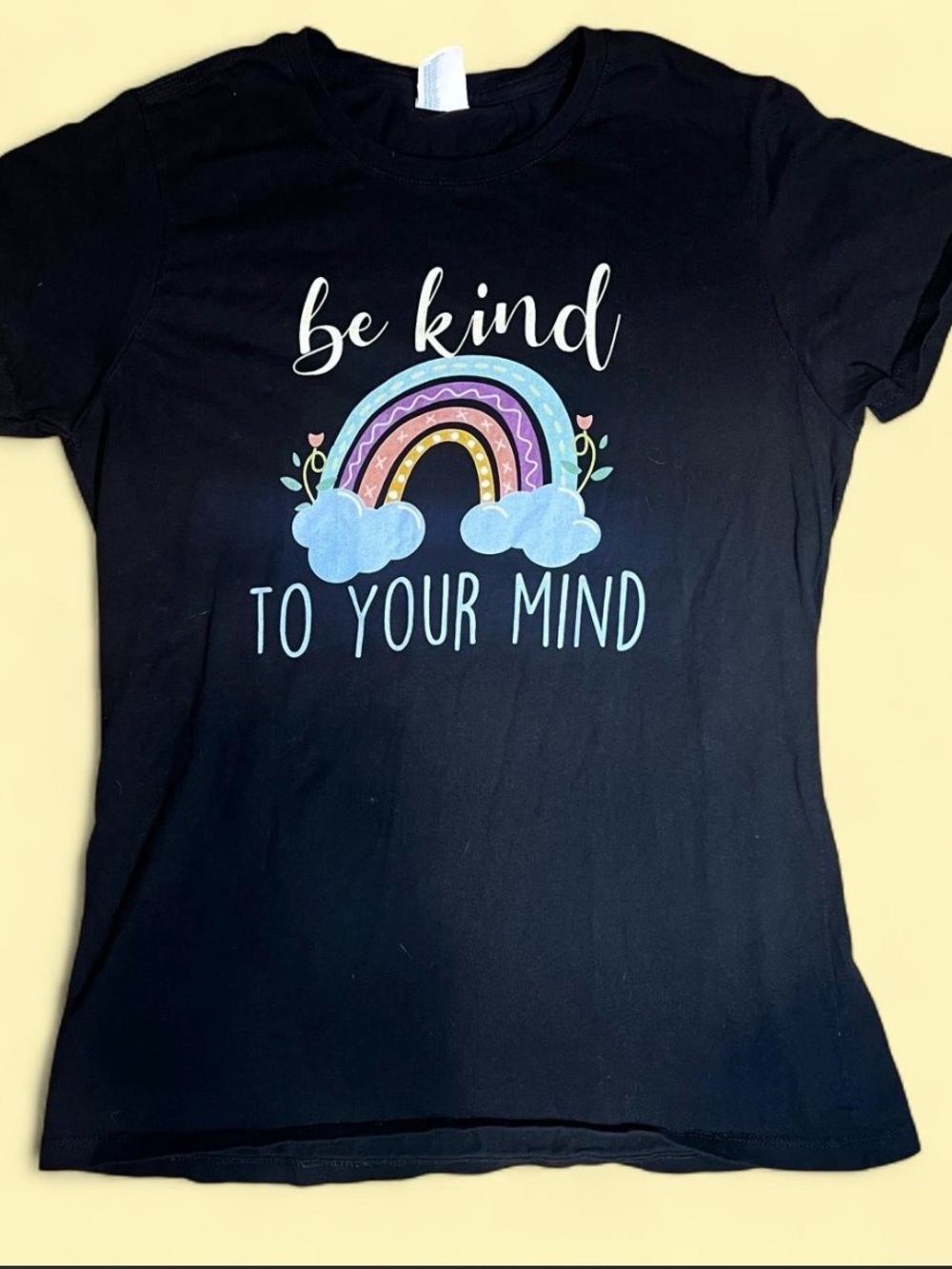 Port and Company Black 'Be Kind to Your Mind' Rainbow Tee